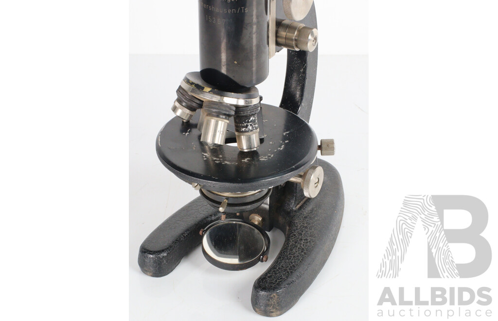 Vintage Karl Zanger Scientific Microscope in Leather Case