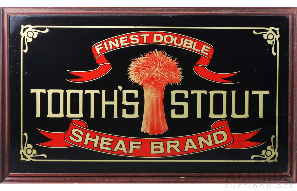Vintage Glass Tooths Stout Advertising Sign