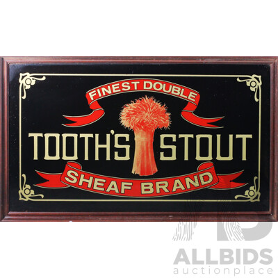 Vintage Glass Tooths Stout Advertising Sign