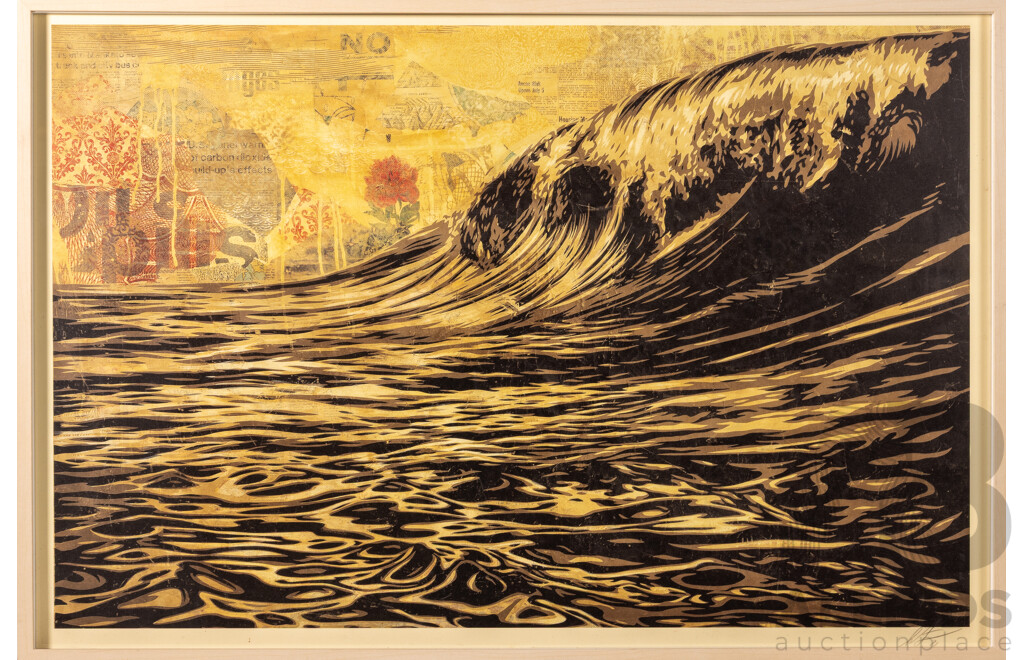 Shepard Fairey, (20th Century, American, 1970-), Dark Wave (Obey), Original Signed & Dated Offset Lithograph, Open Edition, 63 x 93 cm (frame)