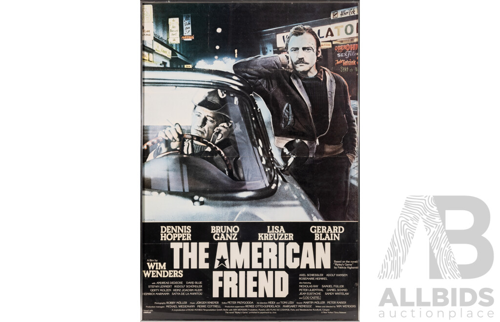 The American Friend (1977), Vintage Wim Wenders Colour Film Poster, 97 x 66.5 cm (frame)