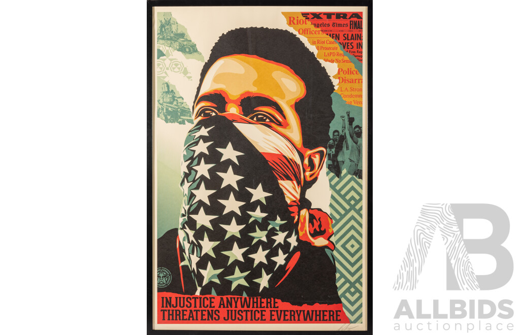 Shepard Fairey, (20th Century, American, 1970-), American Rage, Original Signed Offset Lithograph, Open Edition, 94 x 63 cm (frame)