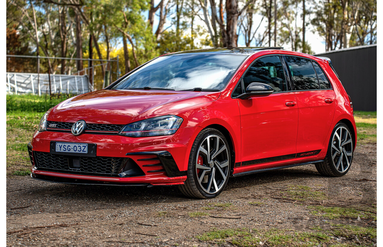 08/2016 Volkswagen Golf GTi 40 Years Mk7 MY16 4d Hatchback Tornado Red Turbo 2.0L