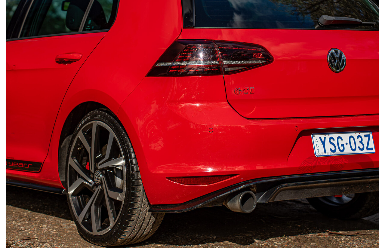 08/2016 Volkswagen Golf GTi 40 Years Mk7 MY16 4d Hatchback Tornado Red Turbo 2.0L