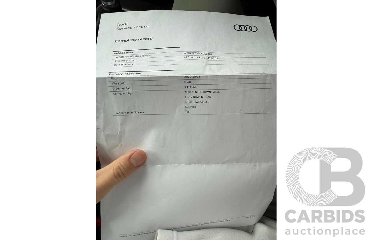 07/2020 Audi A3 40 TFSI S-Line Plus 8V MY20 4d Hatch Tango Red Metallic Turbo 2.0L
