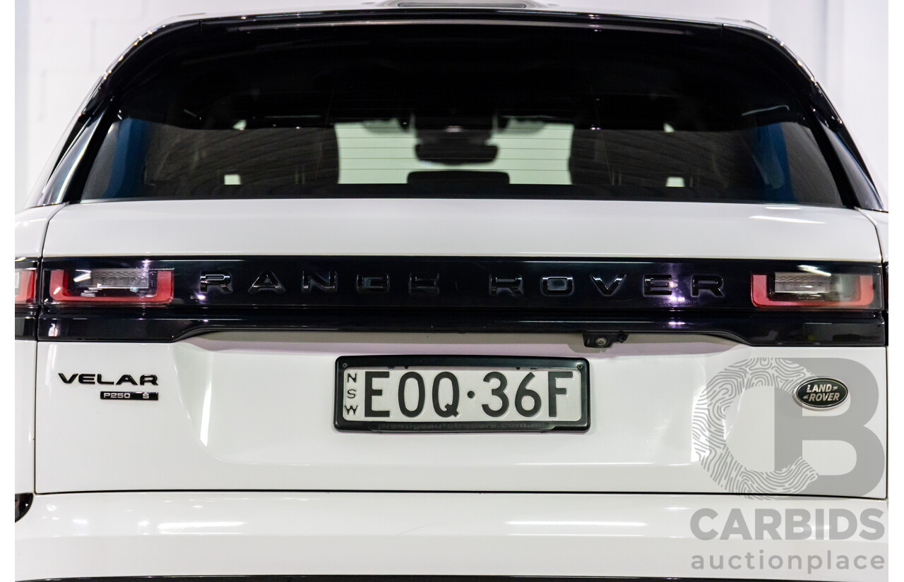 04/2019 Range Rover Velar P250 R-Dynamic S (AWD) L560 MY19.5 4d Wagon Fuji White/Santorini Black Roof Turbo 2.0L