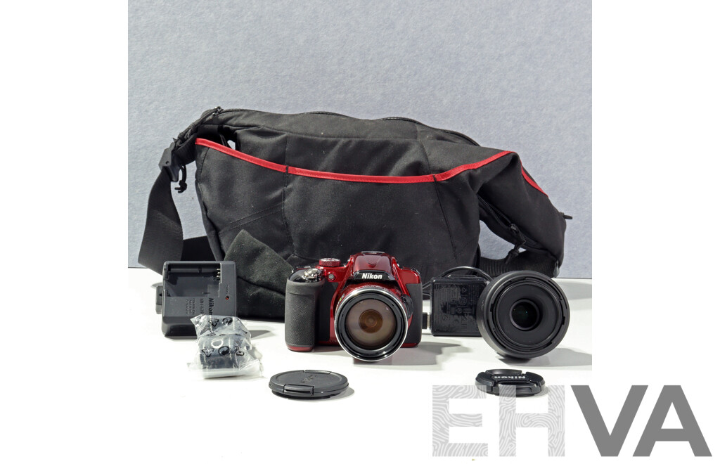 Nikon Coolpix P600 Cherry Red Digital Camera with DX SWM Micro Lens in Soft Case