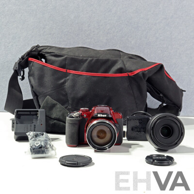Nikon Coolpix P600 Cherry Red Digital Camera with DX SWM Micro Lens in Soft Case