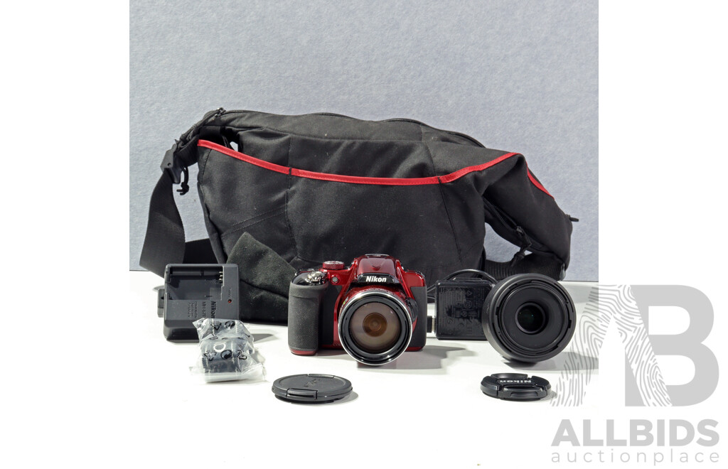 Nikon Coolpix P600 Cherry Red Digital Camera with DX SWM Micro Lens in Soft Case