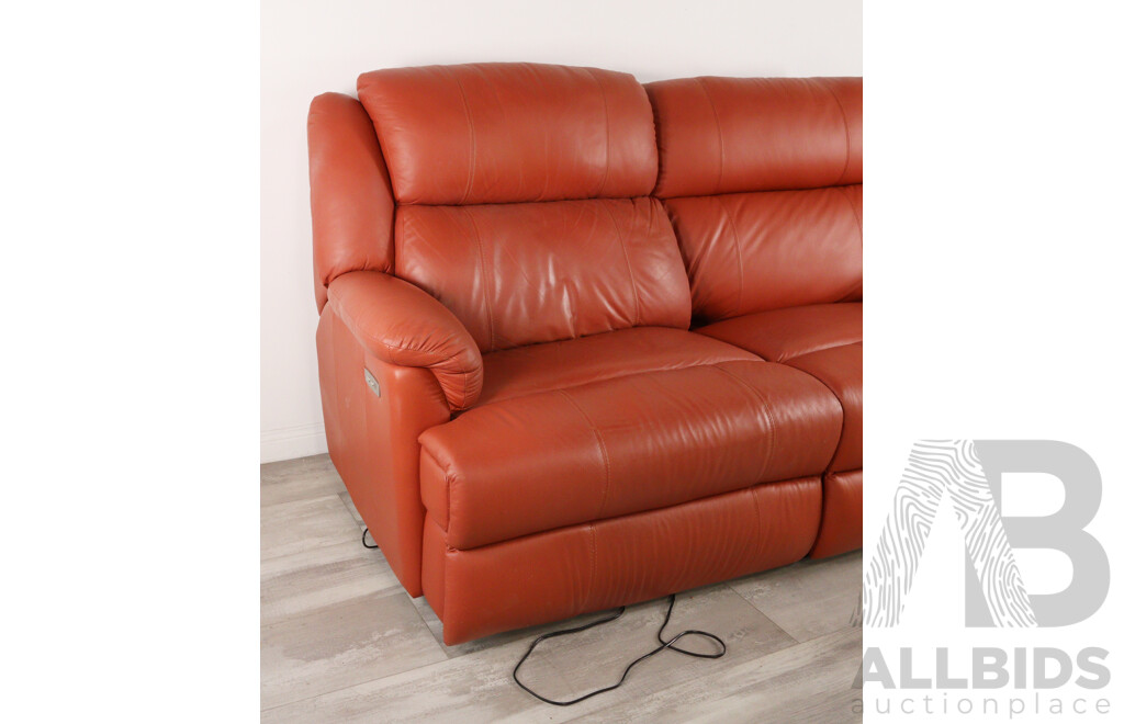 Red Leather Two Piece Two Seater Electric Reclining Lounge