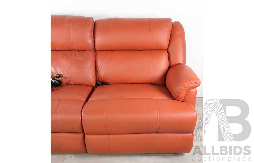 Red Leather Two Piece Two Seater Electric Reclining Lounge