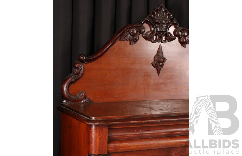 Victorian Mahogany Chiffonier with Foliate Cresting and Scrolled Pediments