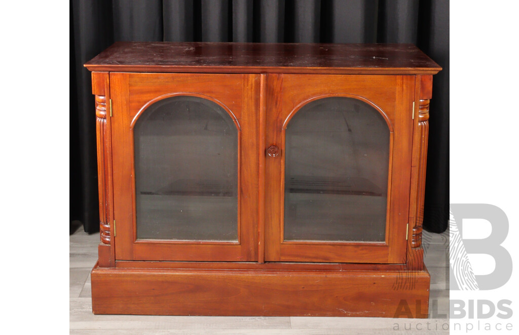 Reproduction Mahogany Glass Front Entertainment Cabinet