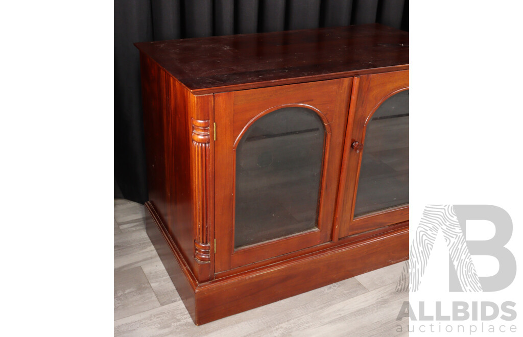 Reproduction Mahogany Glass Front Entertainment Cabinet