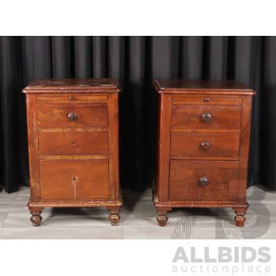 Pair of Three Drawer Mahogany Bedside Tables
