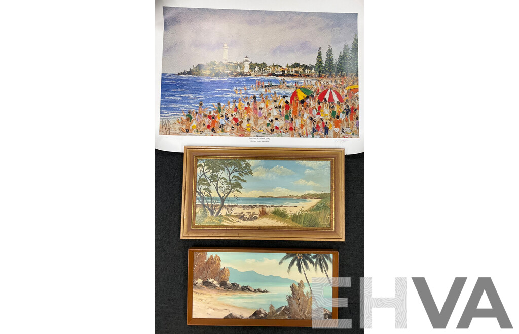 David Hart,  ''Baptism at North 'Gong'' - Print 70x54 Cm, Valma McRobert  ''Bavyley Point'' - Oil on Board 53x30 Cm (frame) and A.W.Singer ''Cook Highway'' - Oil on Board 47x24 Cm (frame)