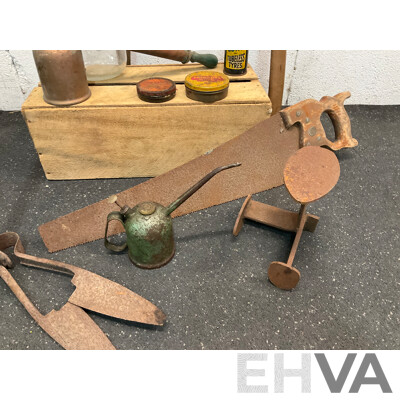 Assorted Vintage Tools - Decor, Including Cast Iron Shoe Anvil, Sprayer, Oil Can and More  - Lot of 12
