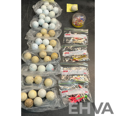 Assorted Vintage Golf Tees & Golf Balls
