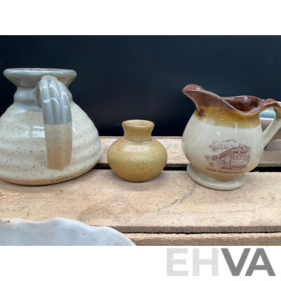P. PUSELL Collection of Studio Pottery, Enameled Glass by Rose and Others - Lot of 16