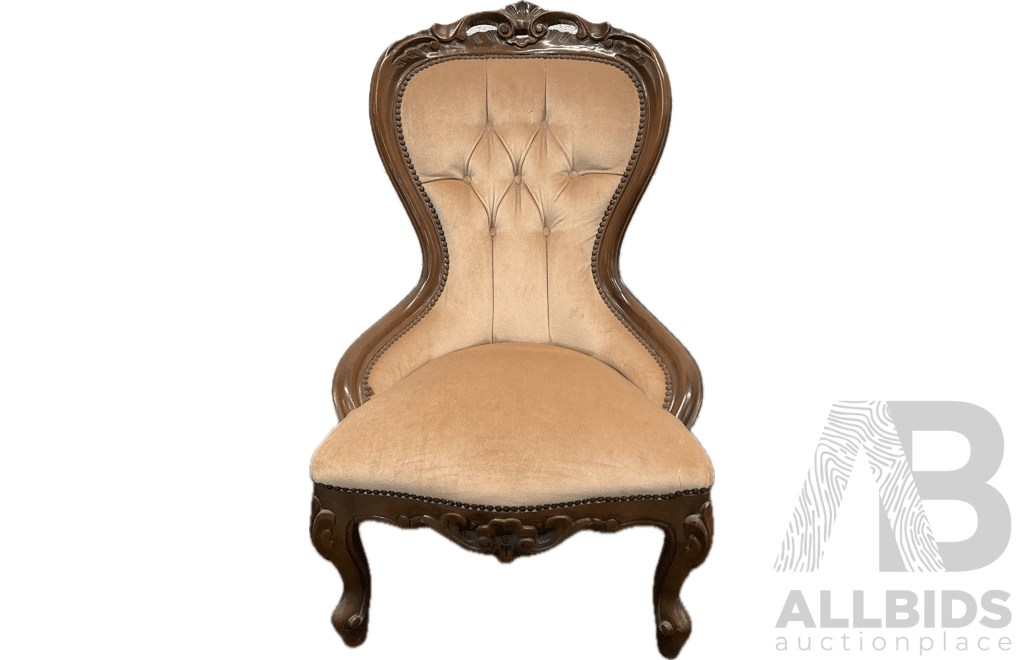 Victorian Spoon -back Chair with Button-Tufted Upholstery