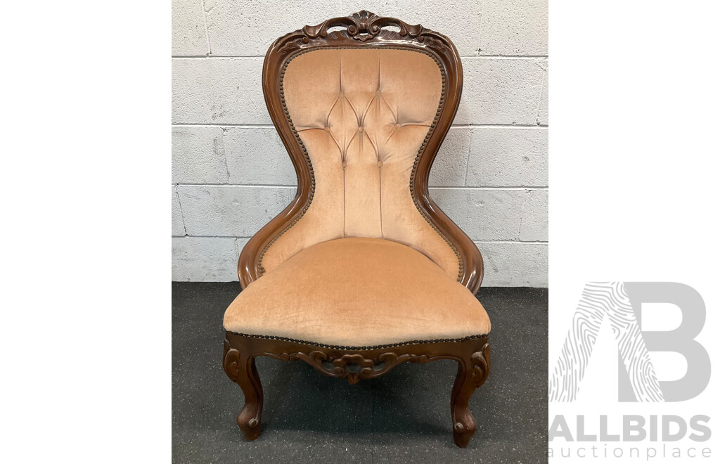 Victorian Spoon -back Chair with Button-Tufted Upholstery