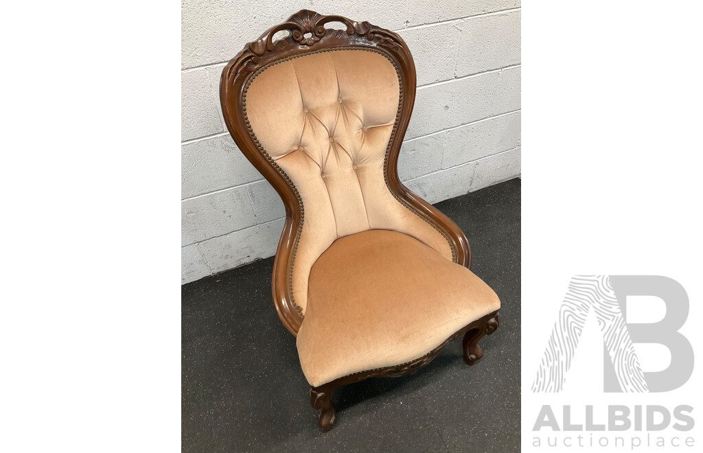 Victorian Spoon -back Chair with Button-Tufted Upholstery