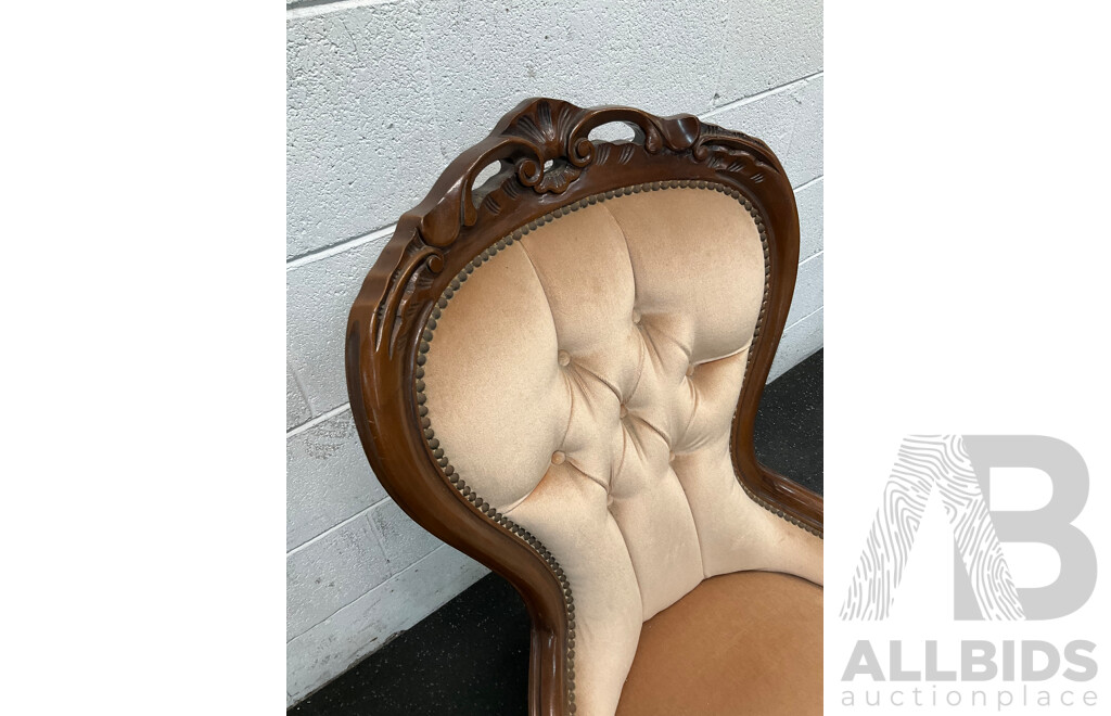 Victorian Spoon -back Chair with Button-Tufted Upholstery