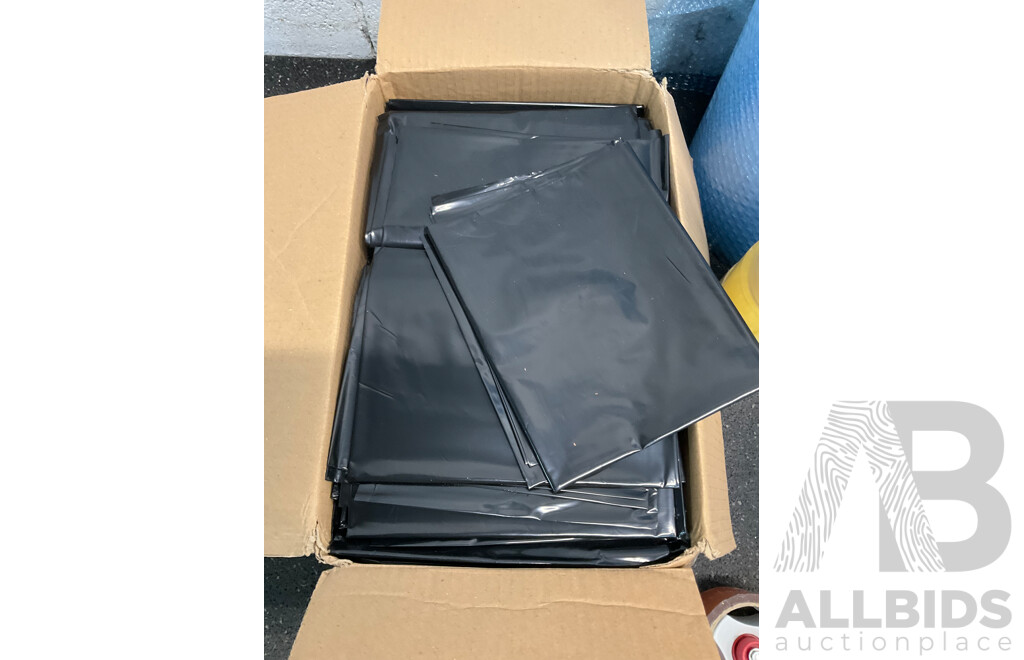 Assorted Packing and Moving Supplies, Including Bubble Wrap, Foam Wrap, Tapes, Garden Bags and More