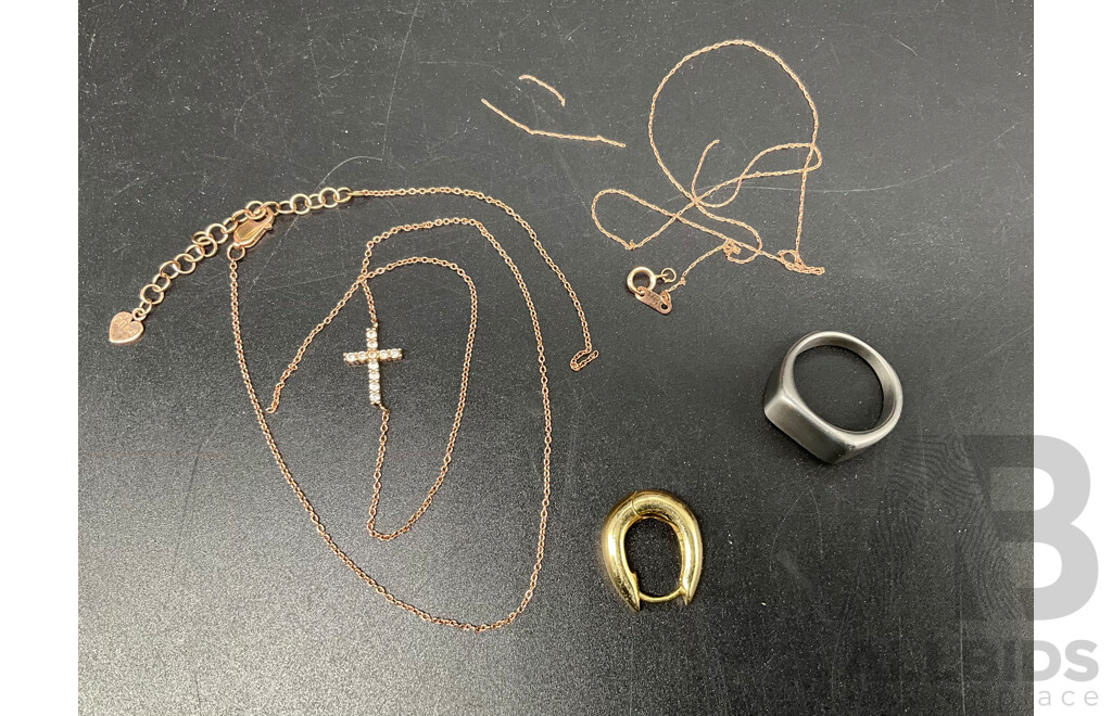 Assorted 925 Jewellery and Metal Ring with Loose Green Gemstone, Earring Frame & Back