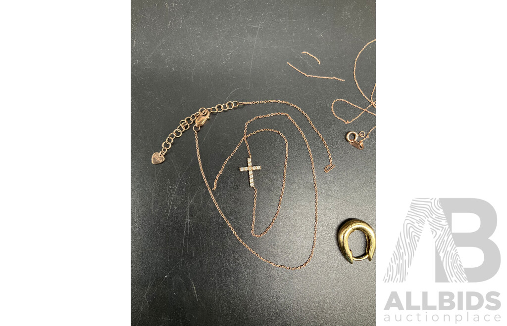 Assorted 925 Jewellery and Metal Ring with Loose Green Gemstone, Earring Frame & Back