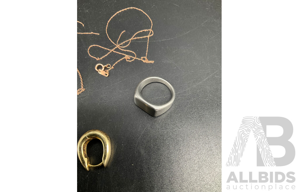 Assorted 925 Jewellery and Metal Ring with Loose Green Gemstone, Earring Frame & Back 