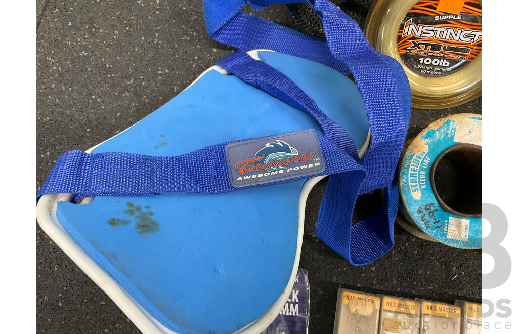 Assorted Fishing Accesories, Including Large Landing Net, Lures and Others