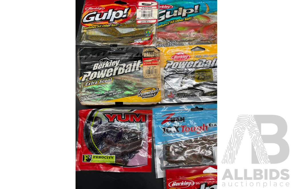 Assorted Fishing Baits - BERKLEY GULP and Others  - Lot of 10