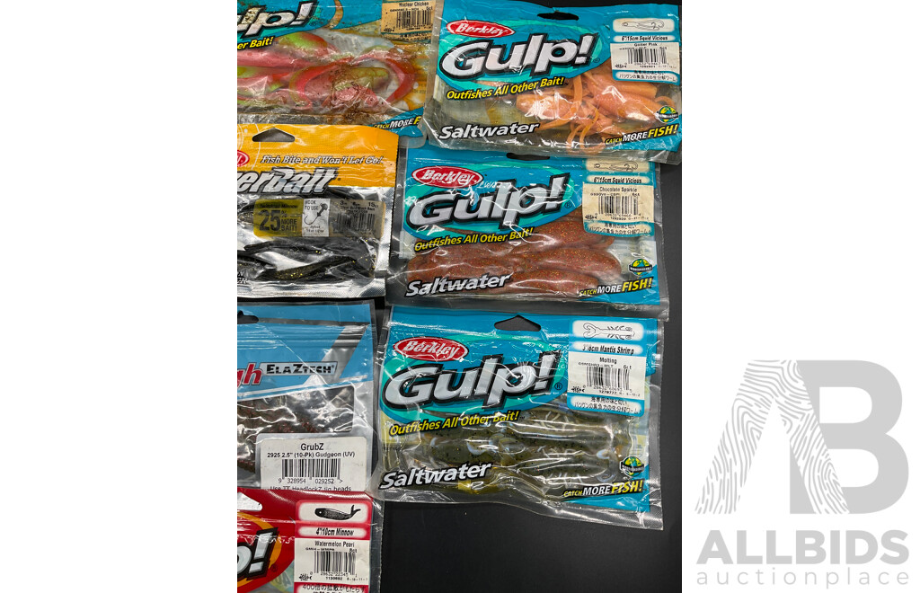 Assorted Fishing Baits - BERKLEY GULP and Others  - Lot of 10