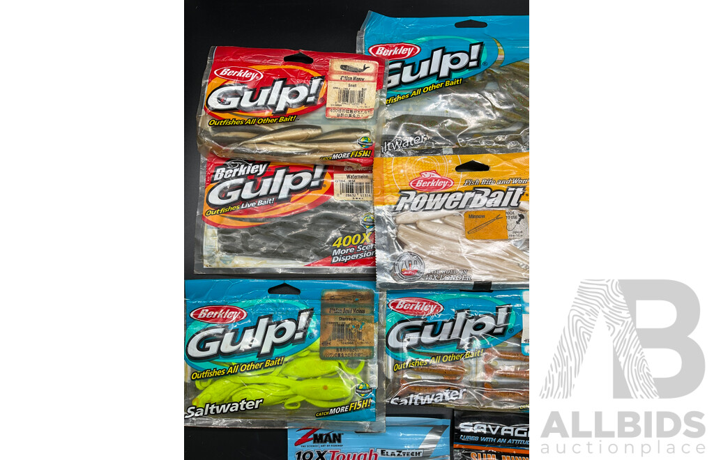 Assorted Fishing Baits - BERKLEY GULP and Others  - Lot of 11