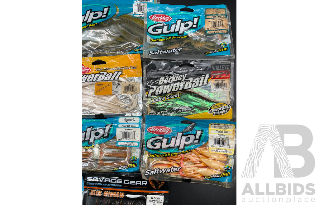 Assorted Fishing Baits - BERKLEY GULP and Others  - Lot of 11