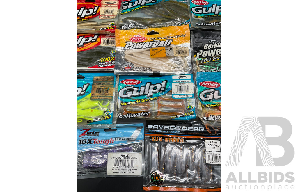 Assorted Fishing Baits - BERKLEY GULP and Others  - Lot of 11