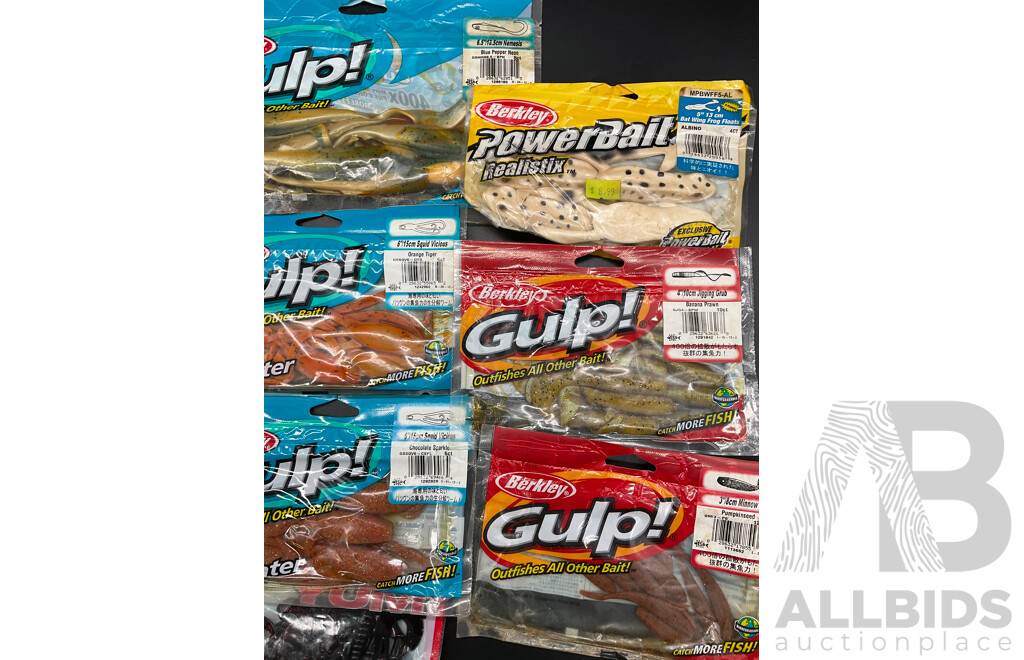 Assorted Fishing Baits - BERKLEY GULP and Others - Lot of 10