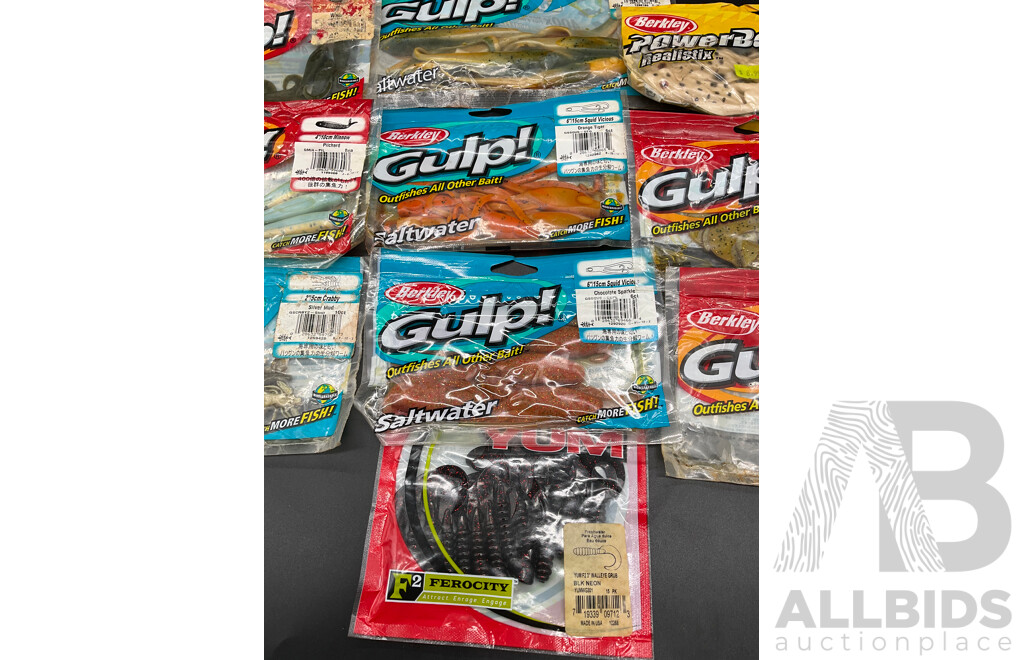 Assorted Fishing Baits - BERKLEY GULP and Others - Lot of 10