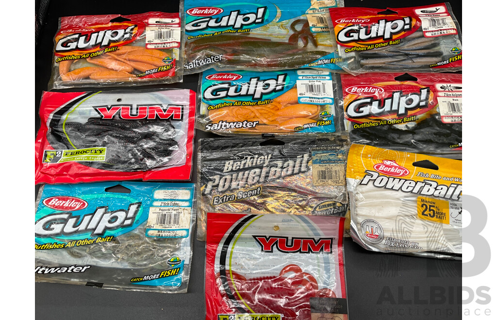 Assorted Fishing Baits - BERKLEY GULP and Others  - Lot of 10