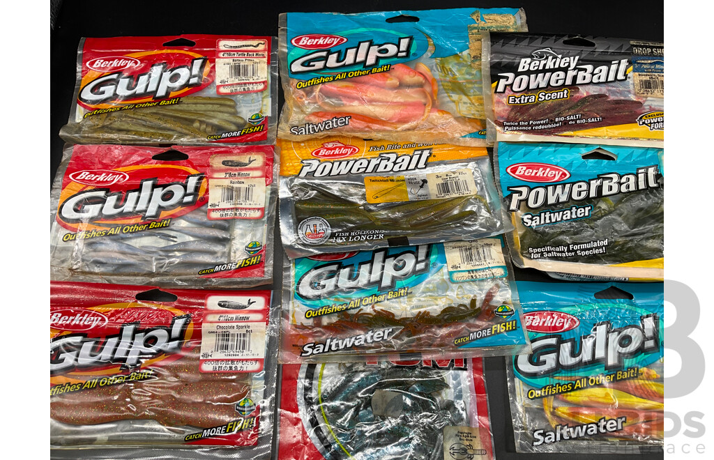 Assorted Fishing Baits - BERKLEY GULP and Others - Lot of 10