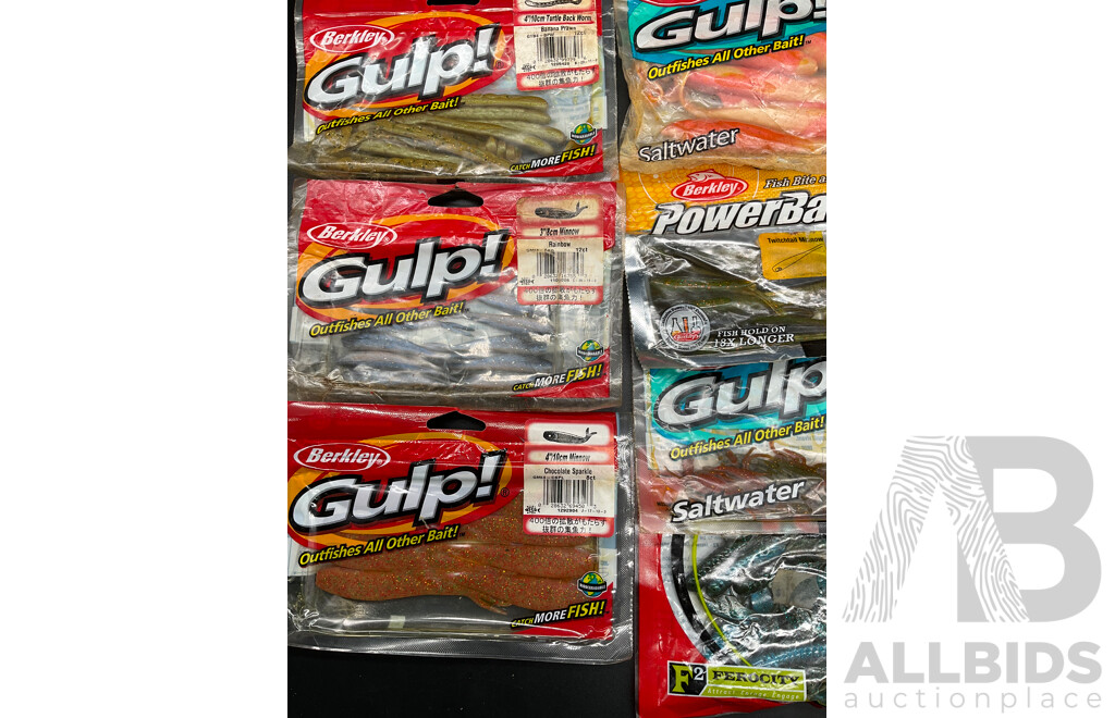 Assorted Fishing Baits - BERKLEY GULP and Others - Lot of 10
