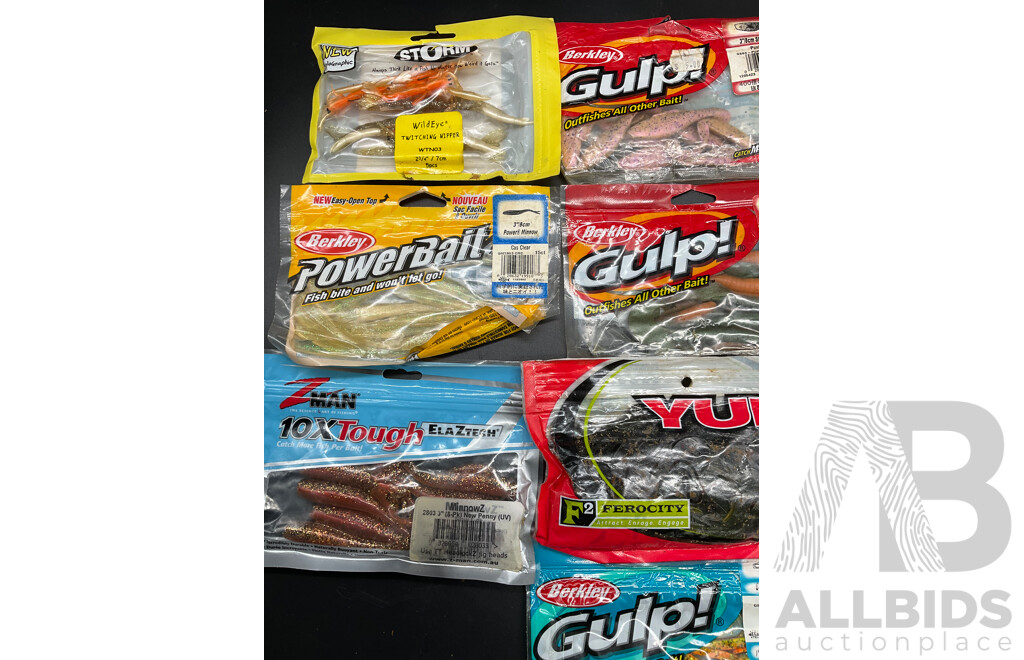 Assorted Fishing Baits - BERKLEY GULP and Others  - Lot of 10