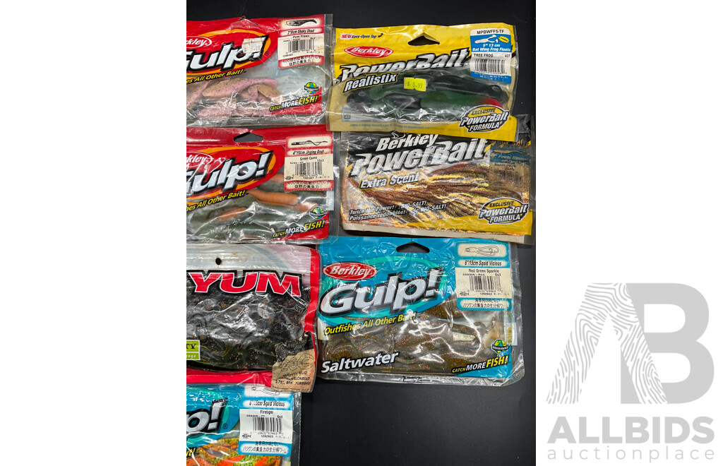 Assorted Fishing Baits - BERKLEY GULP and Others  - Lot of 10