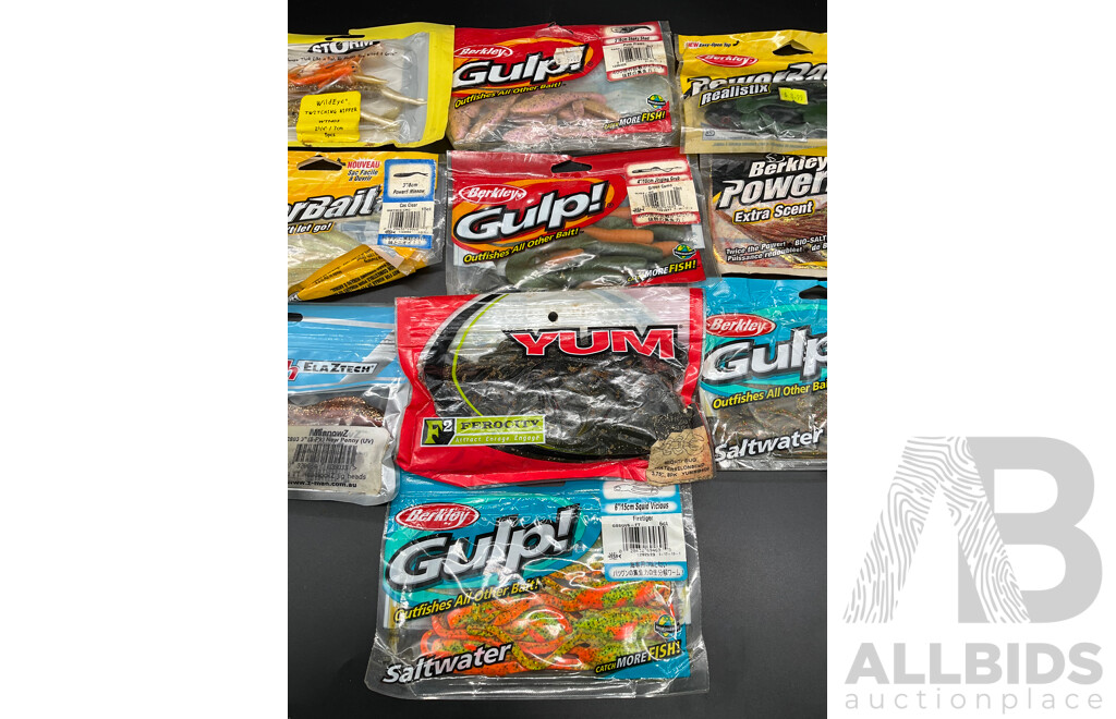 Assorted Fishing Baits - BERKLEY GULP and Others  - Lot of 10