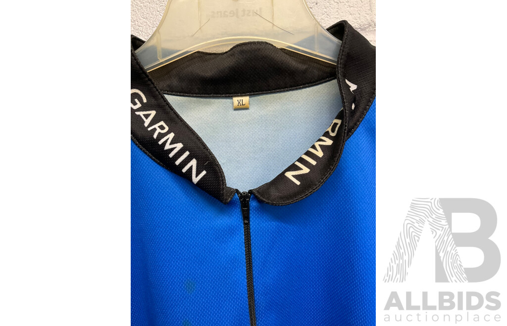 Fishing Jersey - GARMIN with Signatures XL and TACKLE WORLD 3XL, GARMIN Hat with Signatures - Lot of 3