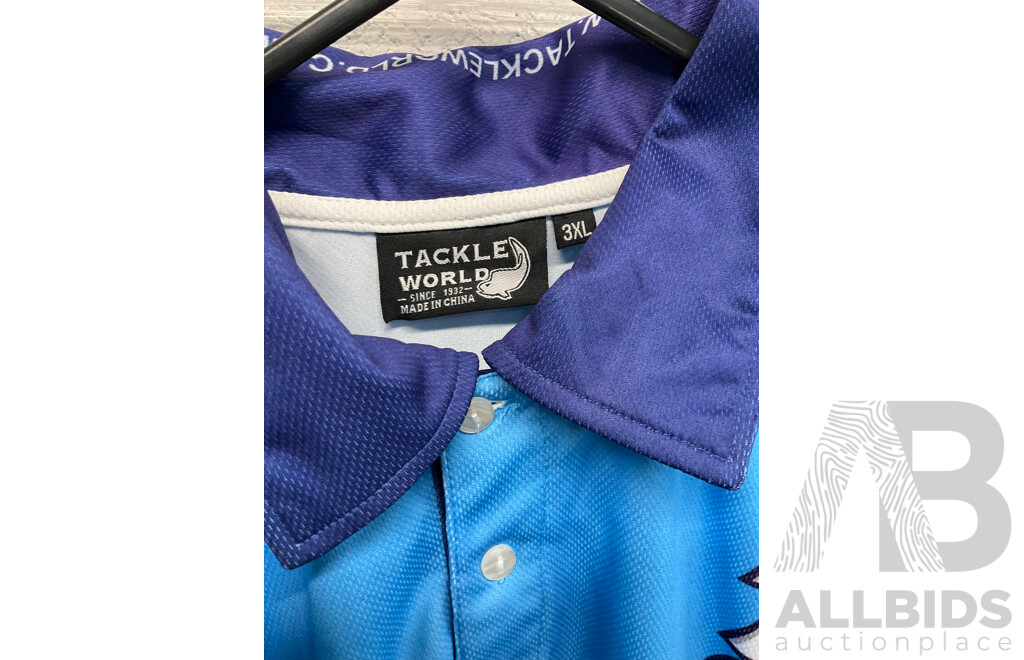 Fishing Jersey - GARMIN with Signatures XL and TACKLE WORLD 3XL, GARMIN Hat with Signatures - Lot of 3