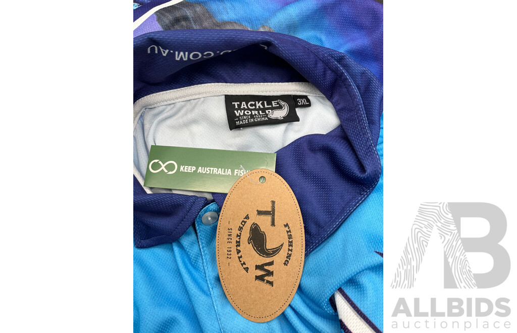 Fishing Jersey - GARMIN with Signatures XL and TACKLE WORLD 3XL, GARMIN Hat with Signatures - Lot of 3