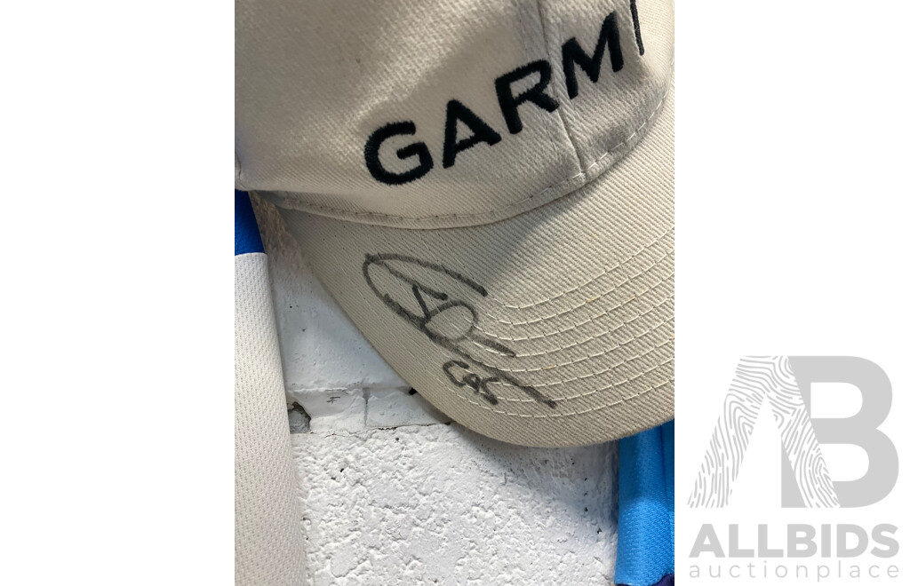 Fishing Jersey - GARMIN with Signatures XL and TACKLE WORLD 3XL, GARMIN Hat with Signatures - Lot of 3