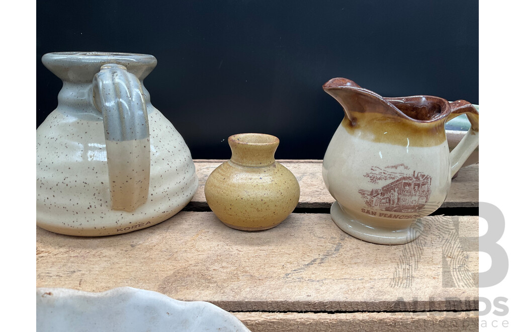 P. PUSELL Collection of Studio Pottery, Enameled Glass by Rose and Others - Lot of 16